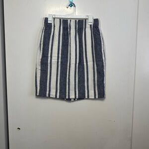 J. Crew Navy and White Striped Pencil Skirt
